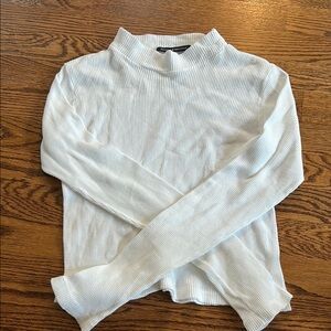 Brandy Melville White Ribbed Mock Neck Top